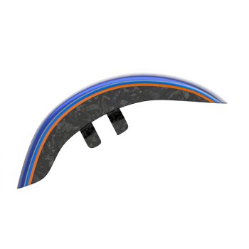 Advanblack Daybrake Aurora Blue Denim Glossy Black Forged Carbon Fiber Front Fender for '23.5Up Harley Touring