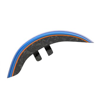 Advanblack Daybrake Blue Burst Glossy Black Forged Carbon Fiber Front Fender for '23.5Up Harley Touring