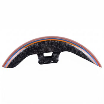 Advanblack Daybrake Whiskey Firestorm with Flames Glossy Black Forged Carbon Fiber Front Fender for '23.5Up Harley Touring