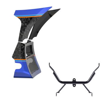 Advanblack Daybrake Aurora Blue Denim Glossy Black Forged Carbon Fiber Spoiler Fairings Kit with Support Bracket for '23.5-'25 Harley Road Glide
