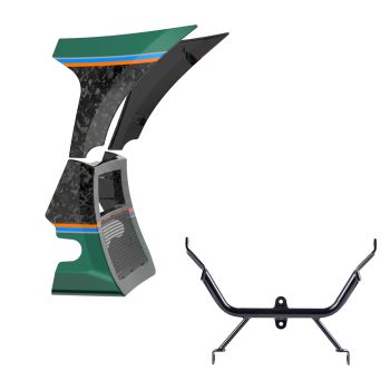 Advanblack Daybrake Alpine Green Glossy Black Forged Carbon Fiber Spoiler Fairings Kit with Support Bracket for '23.5-'25 Harley Road Glide