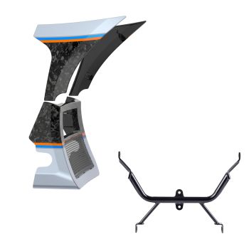 Advanblack Daybrake Atlas Silver Metallic Glossy Black Forged Carbon Fiber Spoiler Fairings Kit with Support Bracket for '23.5-'25 Harley Road Glide