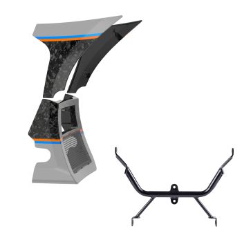 Advanblack Daybrake Billiard Gray Glossy Black Forged Carbon Fiber Spoiler Fairings Kit with Support Bracket for '23.5-'25 Harley Road Glide