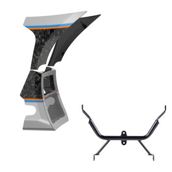 Advanblack Daybrake Dark Platinum Glossy Black Forged Carbon Fiber Spoiler Fairings Kit with Support Bracket for '23.5-'25 Harley Road Glide