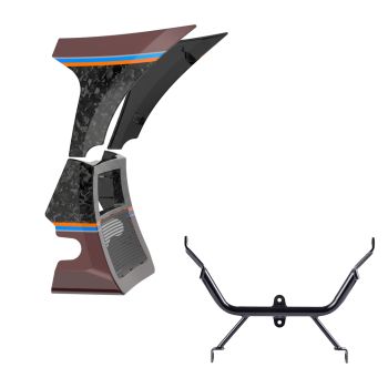 Advanblack Daybrake Inferno Gray Glossy Black Forged Carbon Fiber Spoiler Fairings Kit with Support Bracket for '23.5-'25 Harley Road Glide