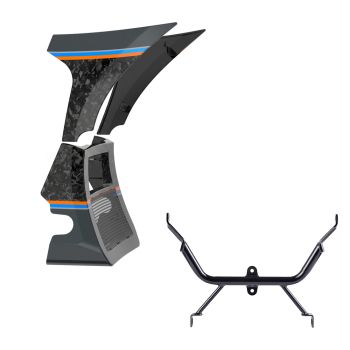 Advanblack Daybrake Iron Horse Metallic Glossy Black Forged Carbon Fiber Spoiler Fairings Kit with Support Bracket for '23.5-'25 Harley Road Glide