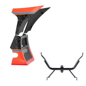 Advanblack Daybrake Legendary Orange Glossy Black Forged Carbon Fiber Spoiler Fairings Kit with Support Bracket for '23.5-'25 Harley Road Glide