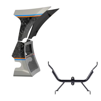 Advanblack Daybrake Mercury Silver Glossy Black Forged Carbon Fiber Spoiler Fairings Kit with Support Bracket for '23.5-'25 Harley Road Glide