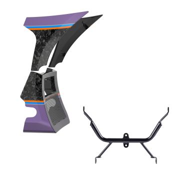 Advanblack Daybrake Purple Abyss Denim Glossy Black Forged Carbon Fiber Spoiler Fairings Kit with Support Bracket for '23.5-'25 Harley Road Glide