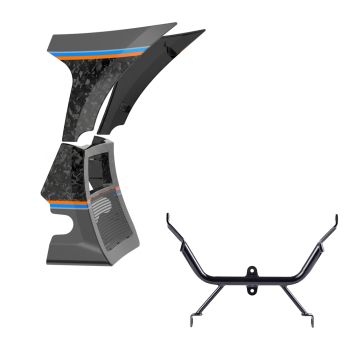 Advanblack Daybrake Raven Fade Glossy Black Forged Carbon Fiber Spoiler Fairings Kit with Support Bracket for '23.5-'25 Harley Road Glide