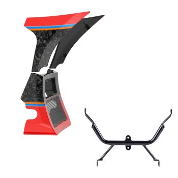 Advanblack Daybrake Rally Red Glossy Black Forged Carbon Fiber Spoiler Fairings Kit with Support Bracket for '23.5-'25 Harley Road Glide