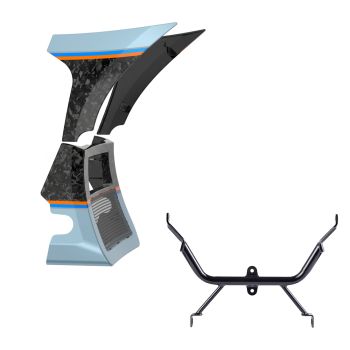 Advanblack Daybrake Sharkskin Blue Glossy Black Forged Carbon Fiber Spoiler Fairings Kit with Support Bracket for '23.5-'25 Harley Road Glide