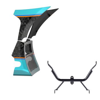 Advanblack Daybrake Teal Thunder/Vivid Black Glossy Black Forged Carbon Fiber Spoiler Fairings Kit with Support Bracket for '23.5-'25 Harley Road Glide