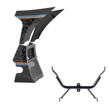 Advanblack Daybrake Unpainted Glossy Black Forged Carbon Fiber Spoiler Fairings Kit with Support Bracket for '23.5-'25 Harley Road Glide