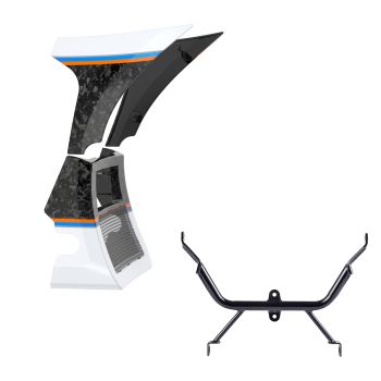 Advanblack Daybrake White Onyx Pearl Glossy Black Forged Carbon Fiber Spoiler Fairings Kit with Support Bracket for '23.5-'25 Harley Road Glide