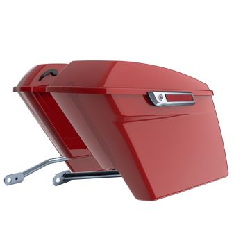 Redline Red Stretched Saddlebag Conversion Kit w/ Latch Hardware for '84-'17 Softail