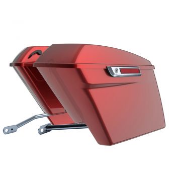 Hard Candy Hot Rod Red Flake Stretched Saddlebag Conversion Kit w/ Latch Hardware for '84-'17 Softail