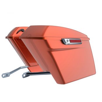 Orange Lava Stretched Saddlebag Conversion Kit w/ Latch Hardware for '84-'17 Softail