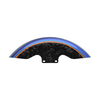 Advanblack Daybrake Aurora Blue Denim Glossy Black Forged Carbon 19inch Chopped Front Fender for '09Up Harley Touring