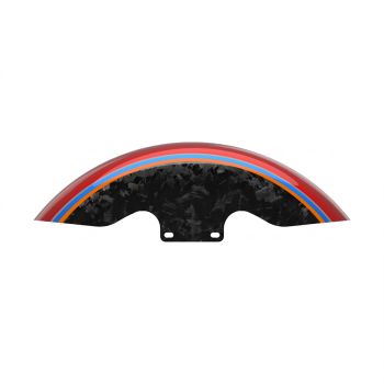 Advanblack Daybrake Brilliant Red Glossy Black Forged Carbon 19inch Chopped Front Fender for '09Up Harley Touring