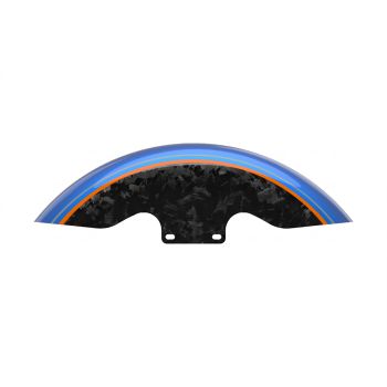 Advanblack Daybrake Blue Burst Glossy Black Forged Carbon 19inch Chopped Front Fender for '09Up Harley Touring