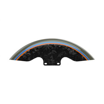 Advanblack Daybrake Olive Steel Metallic/Vivid Black Glossy Black Forged Carbon 19inch Chopped Front Fender for '09Up Harley Touring