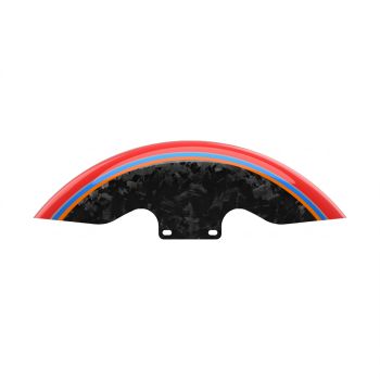 Advanblack Daybrake Rally Red Glossy Black Forged Carbon 19inch Chopped Front Fender for '09Up Harley Touring