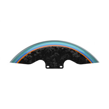 Advanblack Daybrake Teal Thunder/Vivid Black Glossy Black Forged Carbon 19inch Chopped Front Fender for '09Up Harley Touring