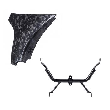 Advanblack Glossy Black Forged Carbon Fiber Side Spoiler Panel Fairings with Support Bracket for '23.5Up Harley Road Glide