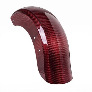 Advanblack Classic Twill Glossy Red Carbon Fiber Holeshot Chopped Rear Fender with License Plate Bracket for '09ÿ'23 Harley Touring