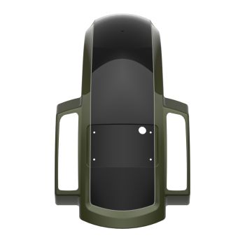 Olive Steel Metallic/Vivid Black Holeshot Chopped Rear Fender with Curved LED License Plate Bracket for '23-Up Harley Touring