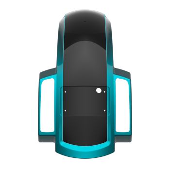 Teal Thunder/Vivid Black Holeshot Chopped Rear Fender with Curved LED License Plate Bracket for '23-Up Harley Touring
