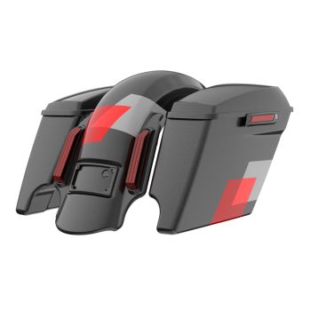 Hot Lap stretched Bags, Lids Black Latch Hardware for '23-'24 Harley Touring CVO & 2024 Street Glide, Road Glide