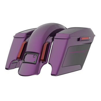 Poison Berry stretched Bags, Lids Color Matched Latch Hardware for '23-'24 Harley Touring CVO & 2024 Street Glide, Road Glide