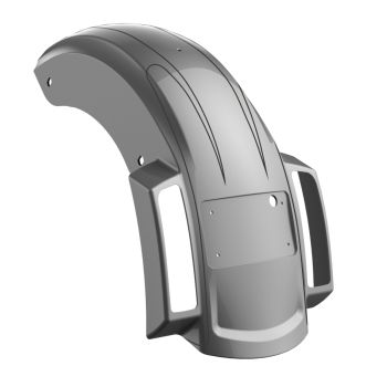 Dark Platinum Holeshot Chopped Rear Fender with Curved LED License Plate Bracket for '23-Up Harley Touring