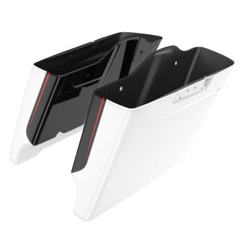 Advanblack Dual Cutout Great White Pearl Stretched Extended Saddlebag Bottoms  for Harley Davidson  2014+ Touring