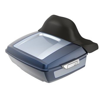 Midnight Blue and Barracuda Silver RUSHMORE King TOUR PACK PAD FOR '97-'23 HARLEY TOURING / SOFTAIL