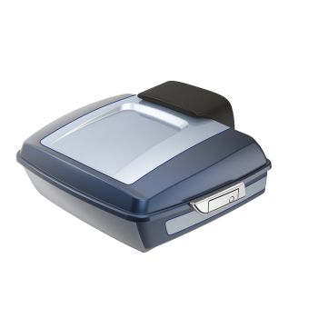 Midnight Blue and Barracuda Silver RUSHMORE Chopped TOUR PACK PAD FOR '97-'23 HARLEY TOURING / SOFTAIL
