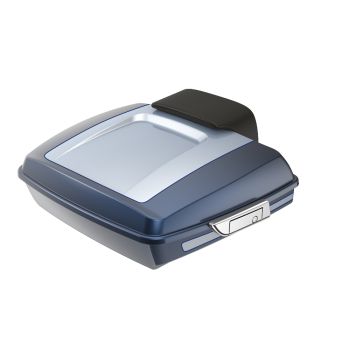 Midnight Blue and Barracuda Silver RUSHMORE RAZOR TOUR PACK PAD FOR '97-'23 HARLEY TOURING / SOFTAIL