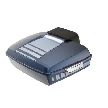 Ridgeline Midnight Blue and Barrcuda Siver Chopped Tour Pack with Chrome Latch Hardware