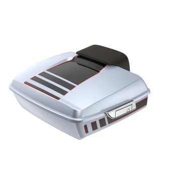 Ridgeline Brilliant Silver and Vivid Black RUSHMORE RAZOR TOUR PACK PAD FOR '97-'23 HARLEY TOURING / SOFTAIL