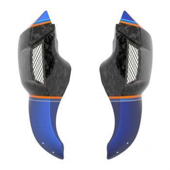 Advanblack Daybrake Aurora Blue Denim Glossy Black Forged Carbon Fiber Lower Leg Fairing for '12-'17 Dyna Low Rider, Street Bob & '18-Later Softail Low Rider S/ ST, Street Bob