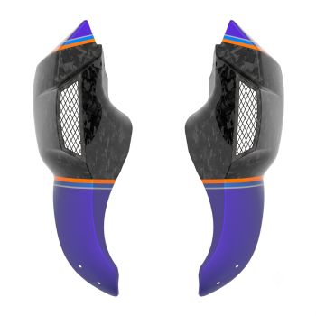 Advanblack Daybrake Blue Streak Glossy Black Forged Carbon Fiber Lower Leg Fairing for '12-'17 Dyna Low Rider, Street Bob & '18-Later Softail Low Rider S/ ST, Street Bob