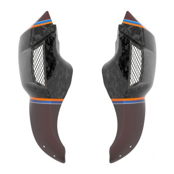Advanblack Daybrake Inferno Gray Glossy Black Forged Carbon Fiber Lower Leg Fairing for '12-'17 Dyna Low Rider, Street Bob & '18-Later Softail Low Rider S/ ST, Street Bob
