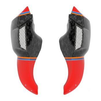 Advanblack Daybrake Rally Red Glossy Black Forged Carbon Fiber Lower Leg Fairing for '12-'17 Dyna Low Rider, Street Bob & '18-Later Softail Low Rider S/ ST, Street Bob