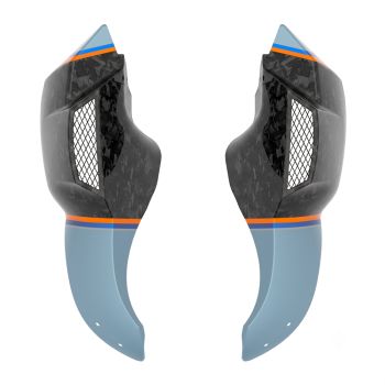 Advanblack Daybrake Sharkskin Blue Glossy Black Forged Carbon Fiber Lower Leg Fairing for '12-'17 Dyna Low Rider, Street Bob & '18-Later Softail Low Rider S/ ST, Street Bob