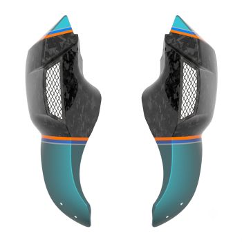 Advanblack Daybrake Teal Thunder/Vivid Black Glossy Black Forged Carbon Fiber Lower Leg Fairing for '12-'17 Dyna Low Rider, Street Bob & '18-Later Softail Low Rider S/ ST, Street Bob