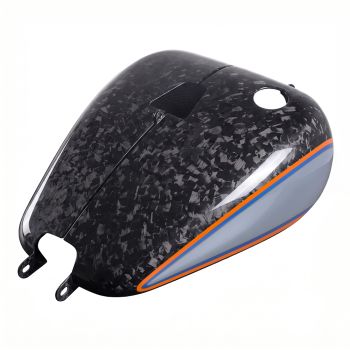 Advanblack Daybrake Atlas Silver Metallic Glossy Black Forged Carbon Fiber Fuel Tank Shell Cover for 2020-Later Softail Low Rider S/ ST