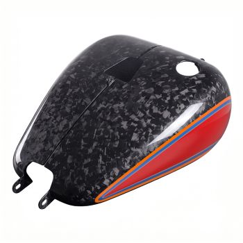 Advanblack Daybrake Brilliant Red Glossy Black Forged Carbon Fiber Fuel Tank Shell Cover for 2020-Later Softail Low Rider S/ ST