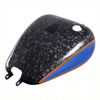 Advanblack Daybrake Blue Burst Glossy Black Forged Carbon Fiber Fuel Tank Shell Cover for 2020-Later Softail Low Rider S/ ST